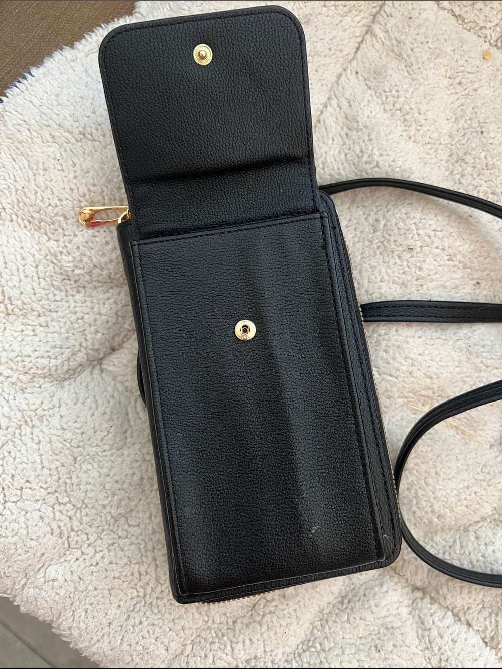 Black Crossbody Phone Bag with Tassels. two brooches added-Queen and crown. - Picture 2 of 7